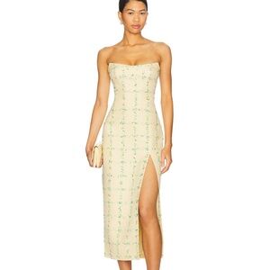 Amanda Uprichard Yellow Tweed Maxi Dress